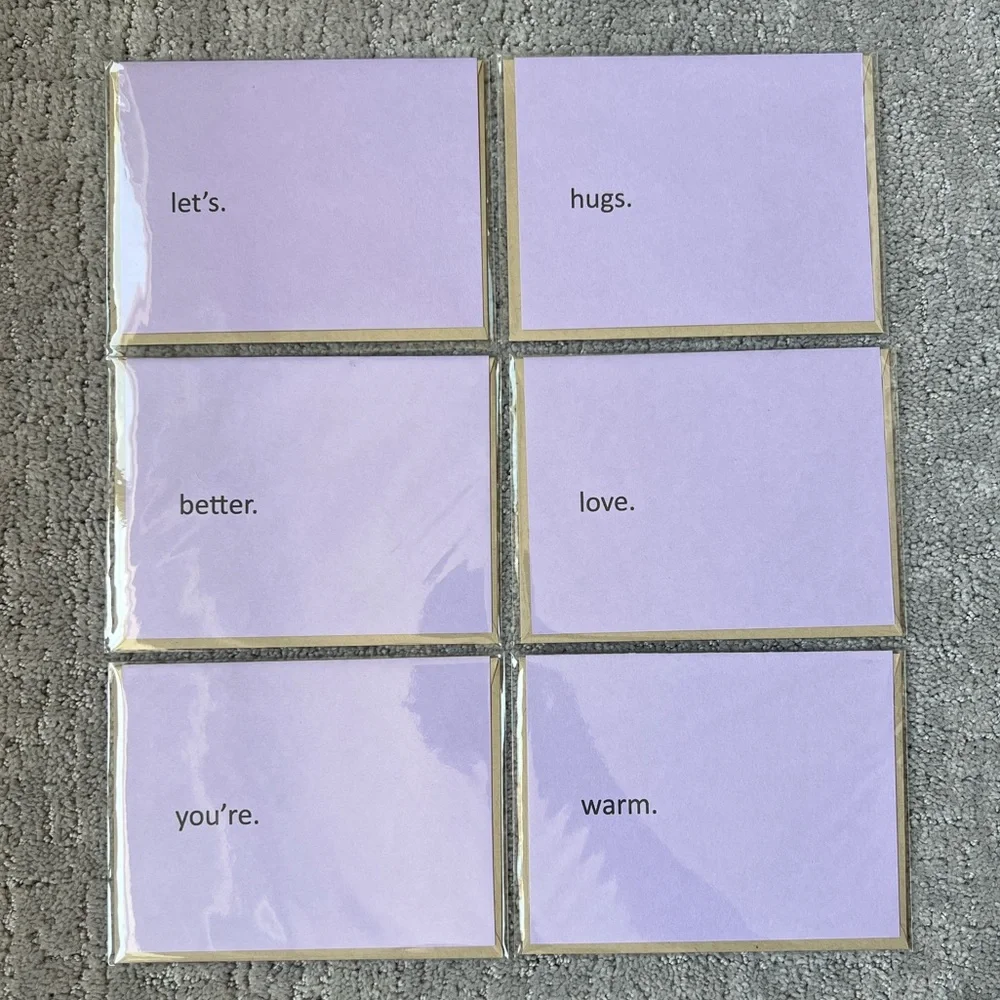 Set of 6 - Handmade Simply Stated Greeting Card Set - Love Series